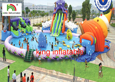 30M diameter Water Park With 3 Awesome Inflatable Water Slides And Other Water Games