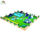 Wasserpark-Projektdesign Spielplatz Spiele Aufblasbare Hindernisbahn Wassersprungrutsche mit Pool