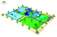 Wasserpark-Projektdesign Spielplatz Spiele Aufblasbare Hindernisbahn Wassersprungrutsche mit Pool