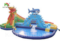 PVC 30 * 20m blauer erwachsener riesiger Drache-aufblasbare Wasser-Parks mit dem Logo besonders angefertigt