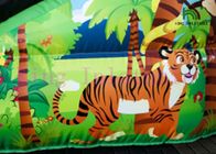 Grüne Dschungel-Disco-Thema-Explosions-federnd Schloss mit Dia-erstaunlichem Drucken für Kinder