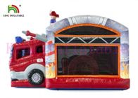 Roter Firetruck 0.55mm aufblasbares springendes Schloss PVCs mit Dia für Kinder