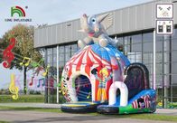 Bunte Zirkus-Disco-aufblasbares springendes Schloss mit Dia druckte Clown/Tiere