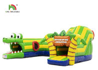 6.5x5.5m grüner Krokodil-aufblasbarer Hindernislauf-im Freien aufblasbare Sportspiele