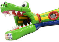 6.5x5.5m grüner Krokodil-aufblasbarer Hindernislauf-im Freien aufblasbare Sportspiele