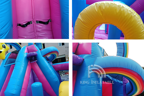 Regenbogen-aufblasbare Wasser-Schlag-Häuser Kinder-Unicorn Bouncy Castle With Water-Dia-Prinzessin-Pink Giant Jumping