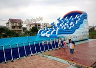Blaues Delphin-Stützbecken-aufblasbare Wasser-Parks mit Dia-Plato PVC