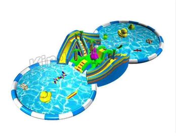 Spiel-im Freien bunter aufblasbarer Hinterhof-Wasser-Park mit zwei Pool/Wasserrutschen
