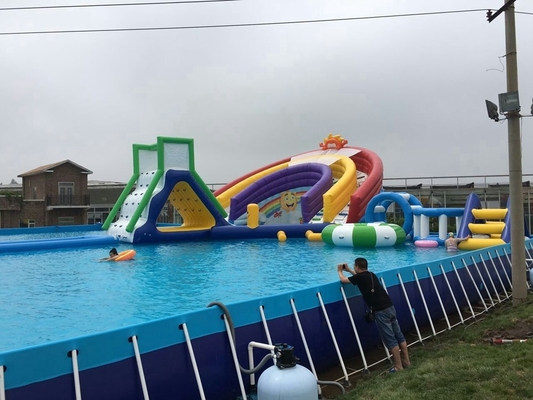 Aufblasbarer Wasserrutschenpark Außen-Sprunghaus mit Wasserpoolpark