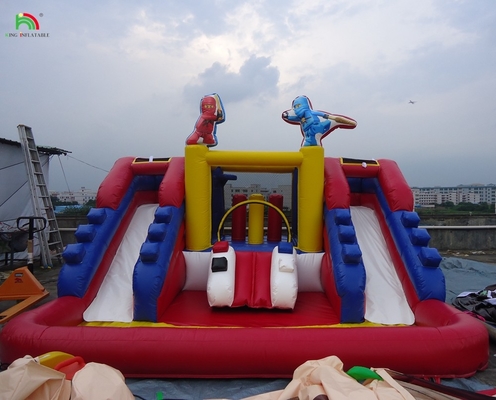 Beliebte kommerzielle aufblasbare Wasserrutschen mit Pool Doppelspur Wasserrutschen aufblasbar für Kinder und Erwachsene