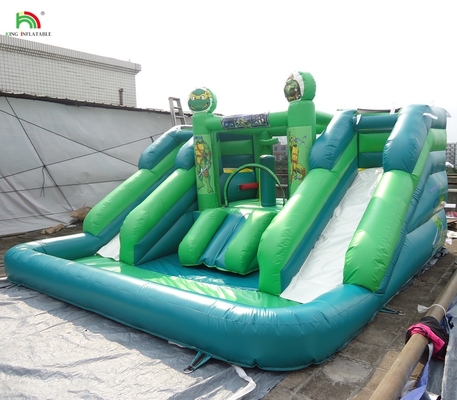 Gewerbliche Wasserrutsche Aufblasbare Kinder Außen Doppelspur Wasserrutsche Sprunghaus Aufblasbare Wasserrutsche mit Pool