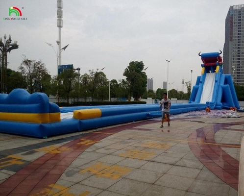Wasserpark-Rutschen lustige Wasserpark-Wasserspiele Neues Design Wasserspielgeräte aufblasbare lange Wasserrutsche