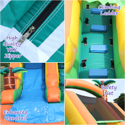 Kommerzielle Trocken- und Nasswasserrutsche aufblasbare Tropische Fiesta Breeze Kinder aufblasbare Wasserrutsche mit Pool