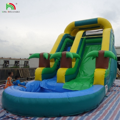Doppelslide aufblasbare Wasserrutsche Palmbaum aufblasbare nasse Trockenrutsche für Kinder und Erwachsene