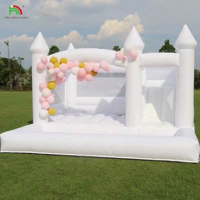 Commercial White Aufblasbare Sprungkasten Haus Kinder Wasserrutsche mit Ballpit