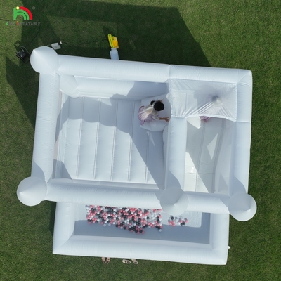 Commercial White Aufblasbare Sprungkasten Haus Kinder Wasserrutsche mit Ballpit