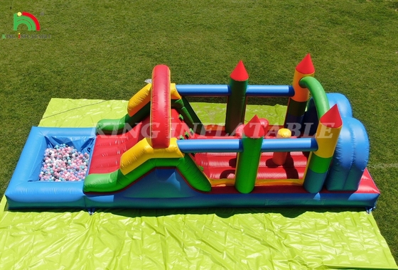 Kinder Outdoor Party aufblasbare Hürde Sprunghaus mit Rutschen, Ball Pit, Klettern, Hürden, Blaser