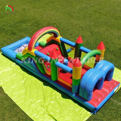 Kinder Outdoor Party aufblasbare Hürde Sprunghaus mit Rutschen, Ball Pit, Klettern, Hürden, Blaser