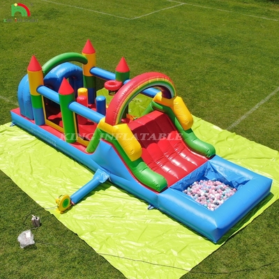 Kinder Outdoor Party aufblasbare Hürde Sprunghaus mit Rutschen, Ball Pit, Klettern, Hürden, Blaser