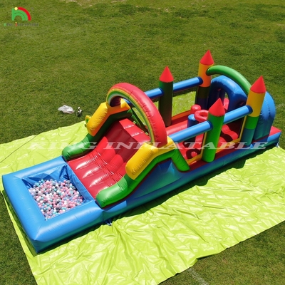 Kinder Outdoor Party aufblasbare Hürde Sprunghaus mit Rutschen, Ball Pit, Klettern, Hürden, Blaser