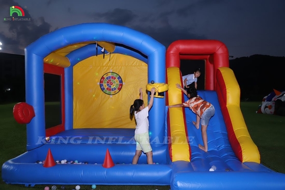 Kinder aufblasbare Sprungburg mit Blaser, Sprungburg mit Rutsche, Klettern, Hindernisse, Trampolin, Ball-Pit Pool