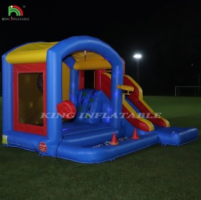 Kinder aufblasbare Sprungburg mit Blaser, Sprungburg mit Rutsche, Klettern, Hindernisse, Trampolin, Ball-Pit Pool