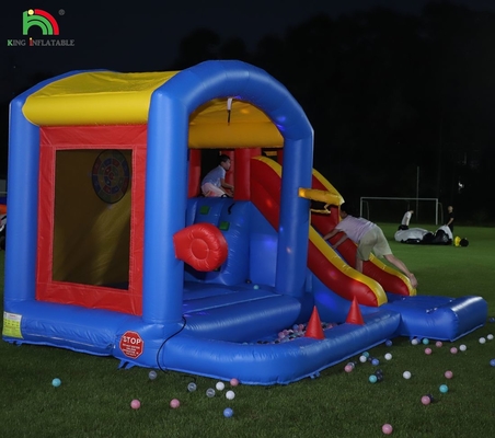 Kinder aufblasbare Sprungburg mit Blaser, Sprungburg mit Rutsche, Klettern, Hindernisse, Trampolin, Ball-Pit Pool