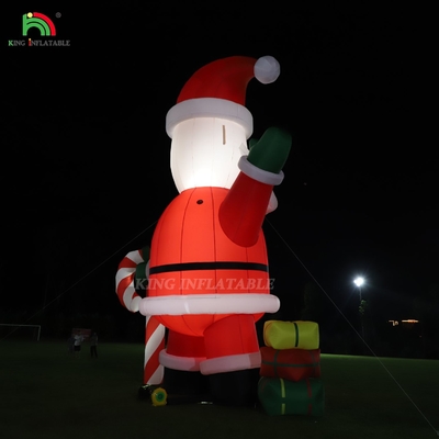 Glühender aufblasbarer Weihnachtsmann Ornament 33ft Cartoon Riese mit LED-Leuchten für Weihnachtsgarten Party Dekor