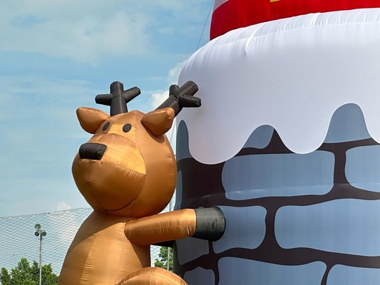 20ft 26ft 33ft aufblasbarer Weihnachtsmann im Schornstein mit Rentier Outdoor Weihnachtsschmuck Blow Up Santa Claus