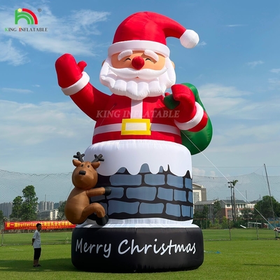 20ft 26ft 33ft aufblasbarer Weihnachtsmann im Schornstein mit Rentier Outdoor Weihnachtsschmuck Blow Up Santa Claus