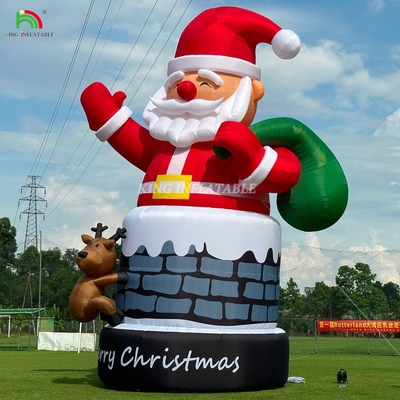20ft 26ft 33ft aufblasbarer Weihnachtsmann im Schornstein mit Rentier Outdoor Weihnachtsschmuck Blow Up Santa Claus