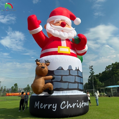 20ft 26ft 33ft aufblasbarer Weihnachtsmann im Schornstein mit Rentier Outdoor Weihnachtsschmuck Blow Up Santa Claus