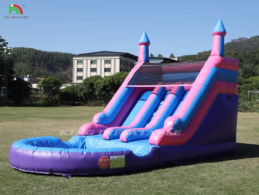100% PVC Doppelspur aufblasbare Wasserrutsche Außenwetter trocken große Wasserrutschen mit Splash Pool