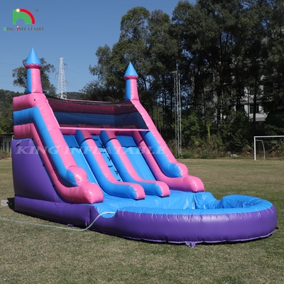 100% PVC Doppelspur aufblasbare Wasserrutsche Außenwetter trocken große Wasserrutschen mit Splash Pool