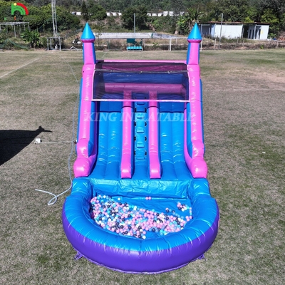 100% PVC Doppelspur aufblasbare Wasserrutsche Außenwetter trocken große Wasserrutschen mit Splash Pool