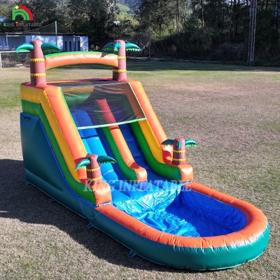 21x9x12FT Handelsqualität PVC Sprunghaus aufblasbare Wasserrutschen Tropische Rutsche mit Spritzer