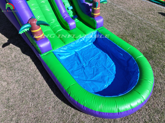 Kommerzielle PVC aufblasbare Wasserrutsche im Außengarten Kinder-Wasserrutsche mit größerem Wasser-Spritzbecken und 1100W-Blower