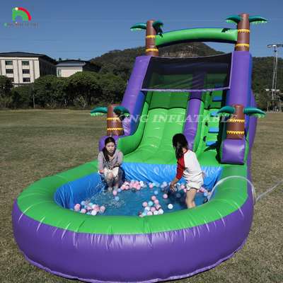 Kommerzielle PVC aufblasbare Wasserrutsche im Außengarten Kinder-Wasserrutsche mit größerem Wasser-Spritzbecken und 1100W-Blower