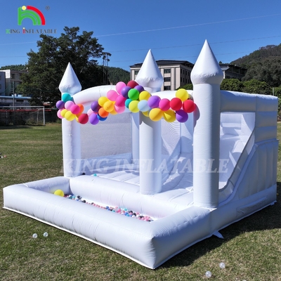 13x13x10ft Commercial White Bounce House Großer Springer Sprung aufblasbare Burg für Kinder Erwachsene mit Rutsche & Ball Pit