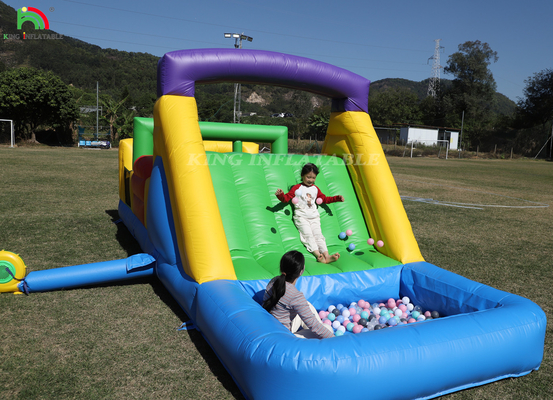 Aufblasbarer Aussteiger Kombo Hinderniskurs Sprung Schloss Haus mit Rutschen Ball Pit Klettern Hindernis Bläser