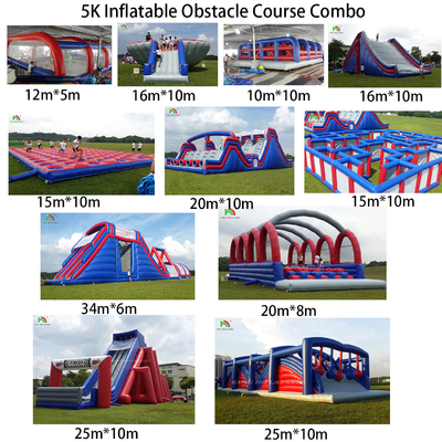 PVC Tarpaulin 5k Aufblasbare Hindernisbahn Combo Große Rutsche Interaktive Erwachsene Aufblasbare Hindernis