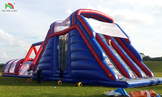 Gewerblicher Outdoor aufblasbarer Hindernisplatz Herausforderungen Erwachsene Aufblasbares Klettern Sprunghaus Sportspiele