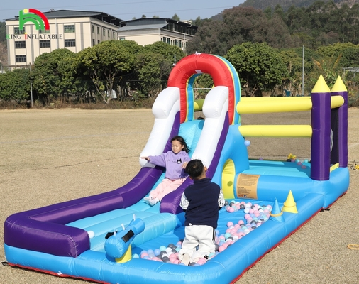 Aufblasbares Sprunghaus Combo mit Rutsche Klettern Wand Hindernisse Trampolin Ball Pit Pool