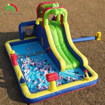 Kinderparty Nasse Trockene Aufblasbare Sprunghaus Wasserrutsche Sprungbouncer Combo Mit Größerem Splash Pool Klettern Blower Basket Dartboard