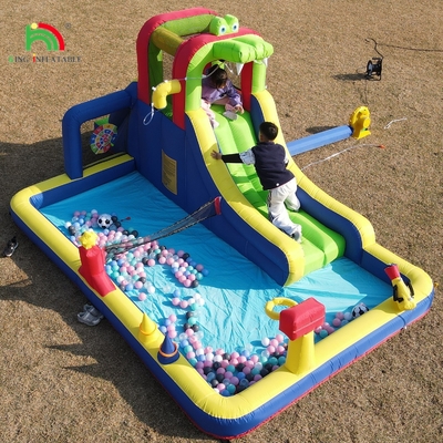 Kinderparty Nasse Trockene Aufblasbare Sprunghaus Wasserrutsche Sprungbouncer Combo Mit Größerem Splash Pool Klettern Blower Basket Dartboard