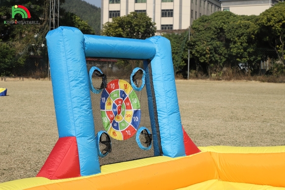Aufblasbarer Aussteiger Combo-Sprunghaus Doppelspurige Aufblasbare Wasserrutsche mit Wasserpool Trampolin Schießen Net Basket Klettern