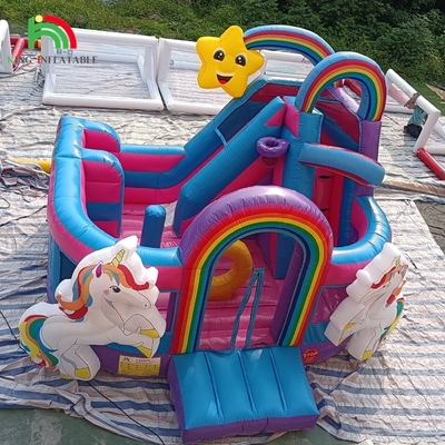 Aufblasbarer Aussteiger Kombo Hinderniskurs Sprung Schloss Haus mit Rutschen Ball Pit Klettern Hindernis Bläser
