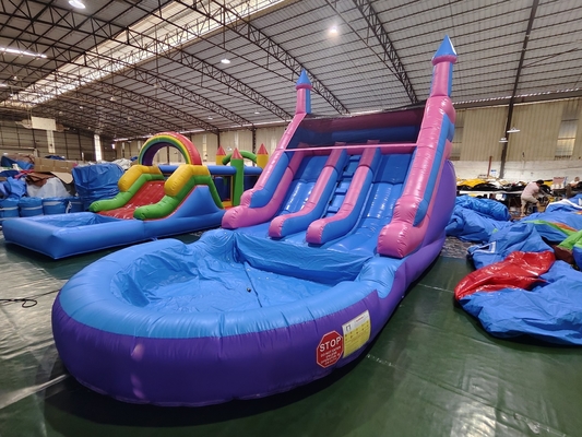 Beliebte kommerzielle Doppelspur aufblasbare Wasserrutschen mit Pool Wasserrutschen aufblasbar für Kinder und Erwachsene