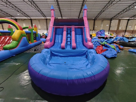 Beliebte kommerzielle Doppelspur aufblasbare Wasserrutschen mit Pool Wasserrutschen aufblasbar für Kinder und Erwachsene