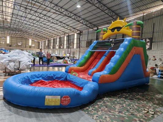 Erwachsene Kinder Wasserrutsche Kommerzielle Qualität Full PVC Doppelspur aufblasbare Wasserrutsche mit luftdichtem Splash-Wasserpool